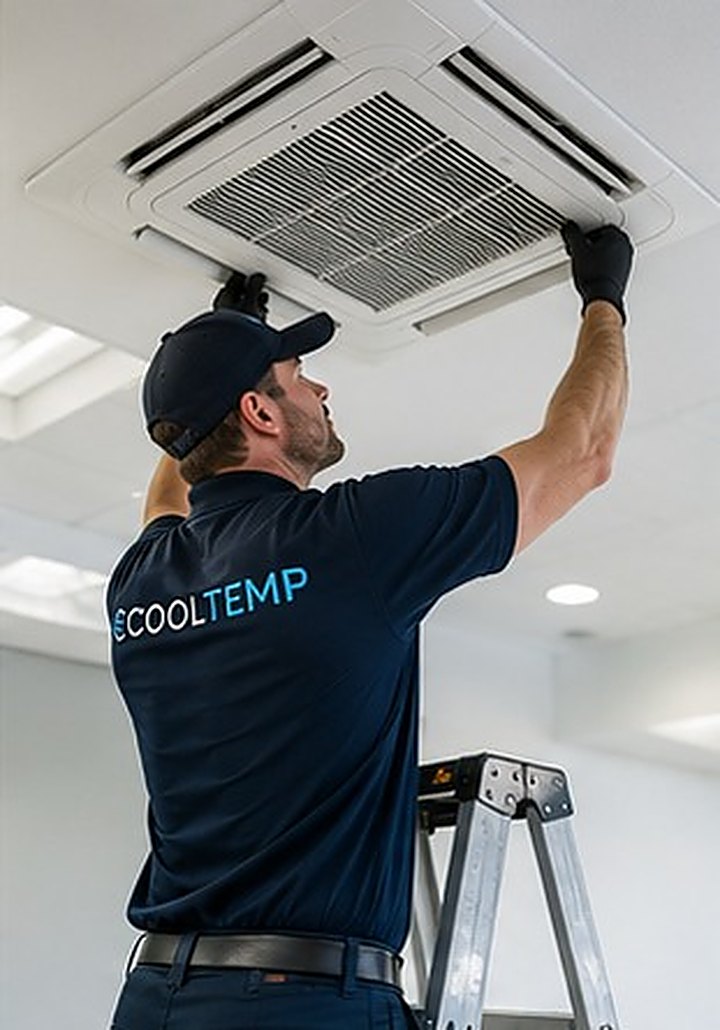 Cool Temp technician installing a new air conditioning system