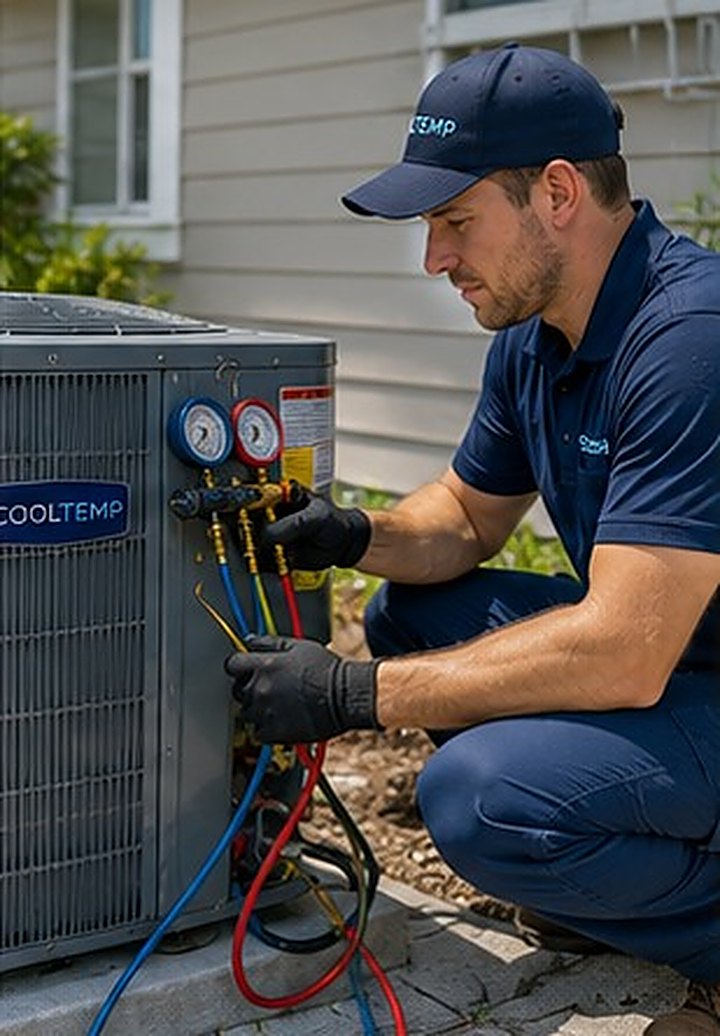 Cool Temp technician performing an AC tune-up