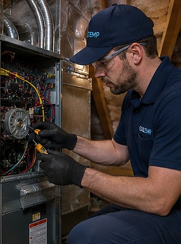 Cool Temp technician repairing an AC system